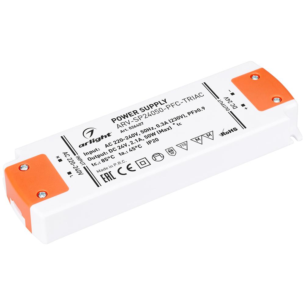 Arlight 026407 Блок питания ARV-SP24050-PFC-TRIAC (24V, 2.1A, 50W)